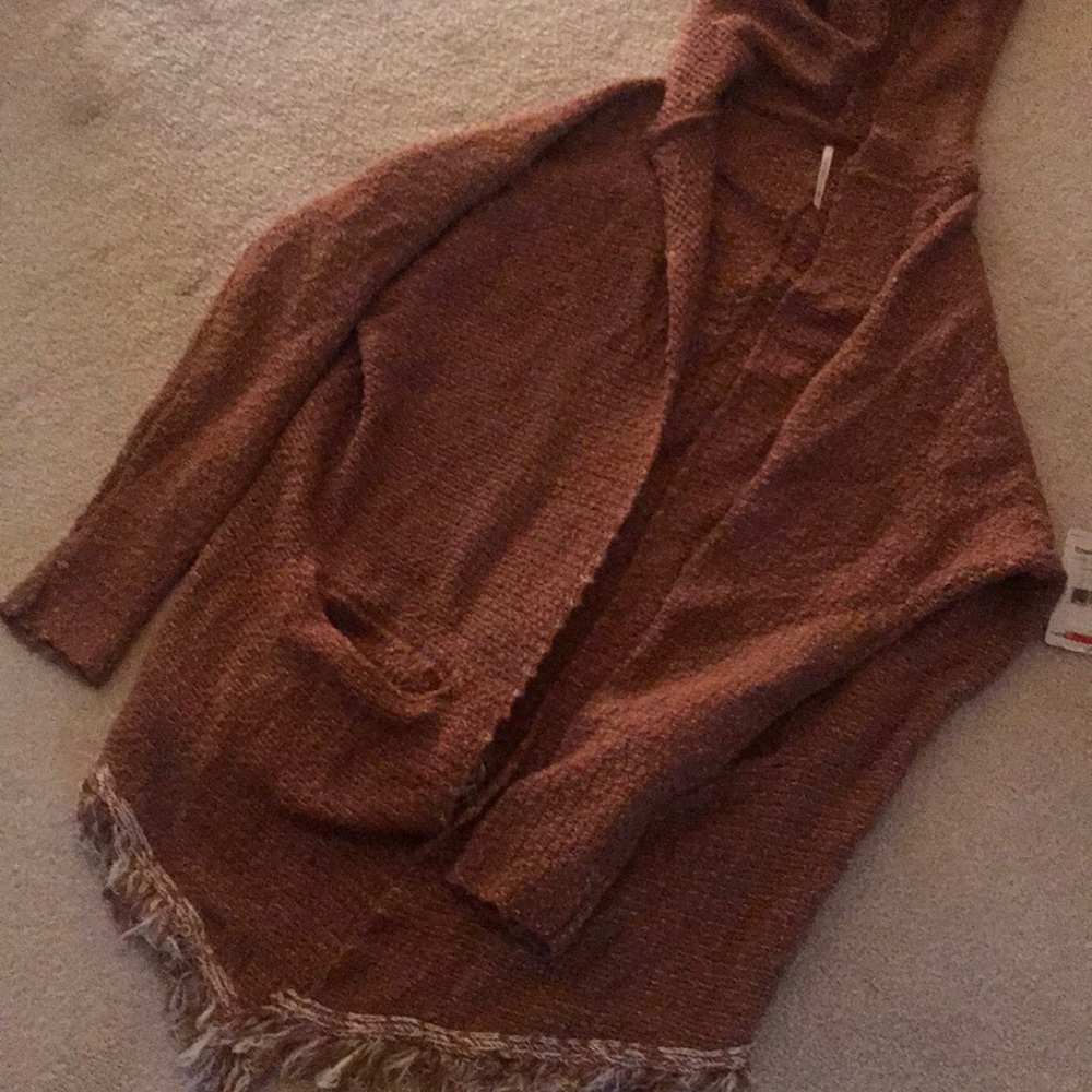 Free people fringe hooded cardigan